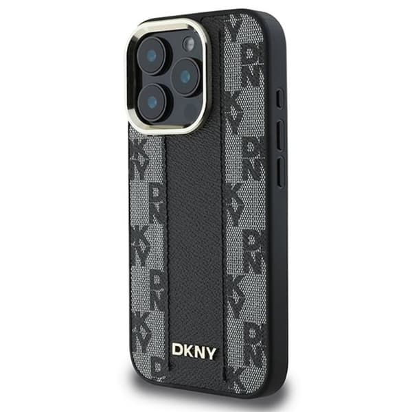 IPhone 16 Pro-fodral - DKNY läder hårdskal rutmönster Magsafe (DKHMP16LPCPVSLK) - Noir