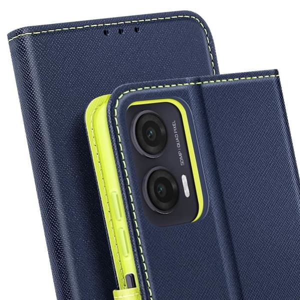 Étui för Motorola Moto G35 Plånbok Läder Saffiano Fancy Mörkblå