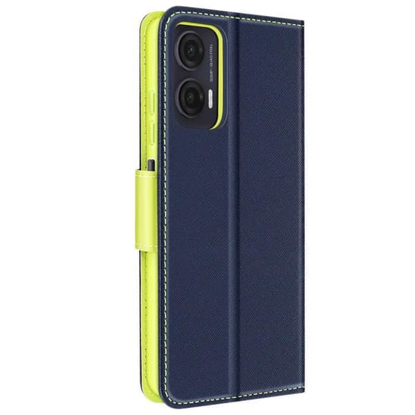Étui för Motorola Moto G35 Plånbok Läder Saffiano Fancy Mörkblå
