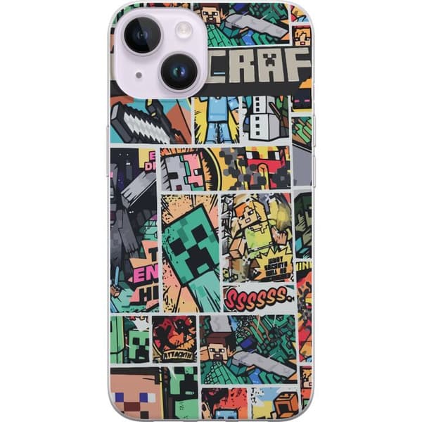 Apple iPhone 15 Gjennomsiktig deksel Minecraft Kunsthåndverk