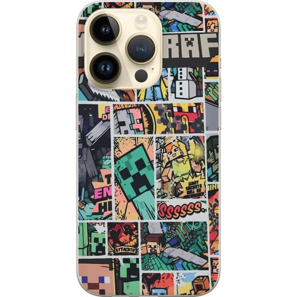 Apple iPhone 15 Pro Genomskinligt Skal Minecraft Art