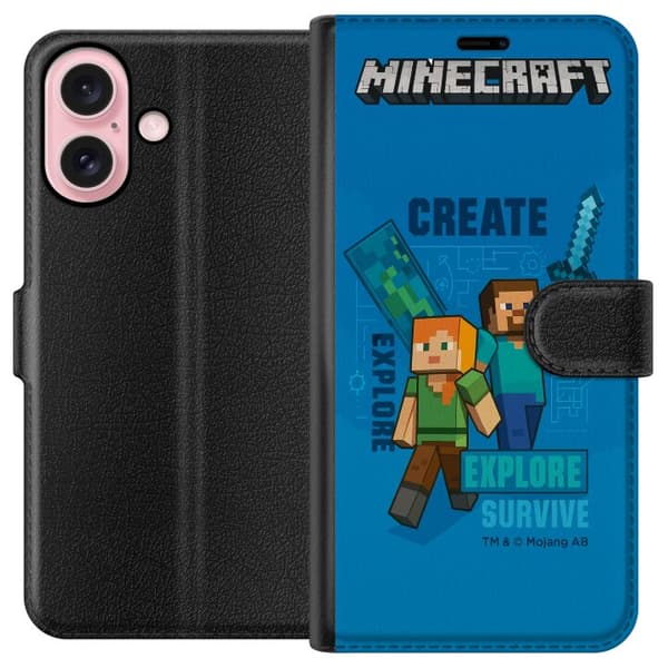 Apple iPhone 16 Plånboksfodral Minecraft Caves