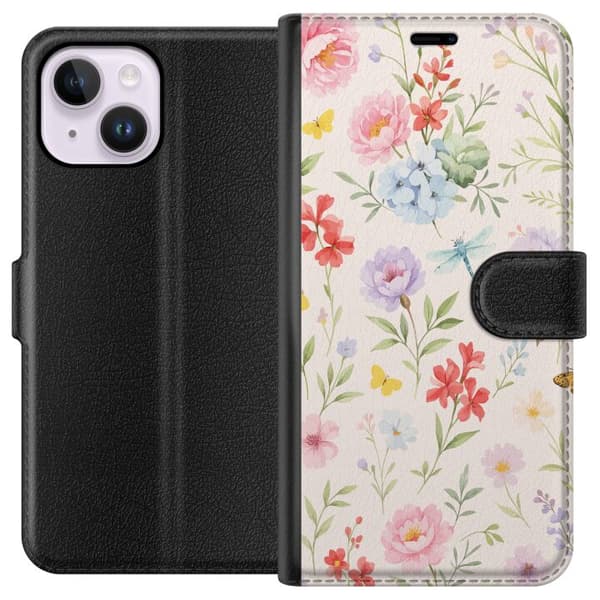 Apple iPhone 15 Plus Lompakkokotelo Kukat
