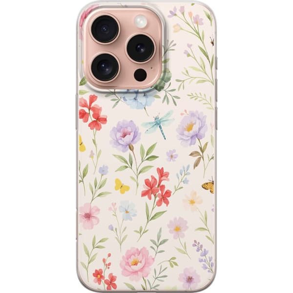 Apple iPhone 16 Pro Genomskinligt Skal Blommor