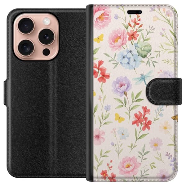 Apple iPhone 16 Pro Plånboksfodral Blommor