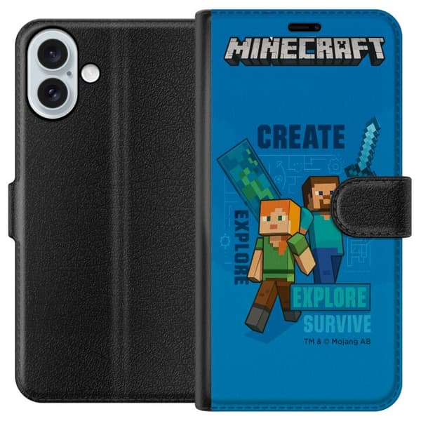 Apple iPhone 16 Plus Tegnebogsetui Minecraft Huler