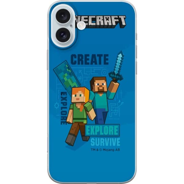 Apple iPhone 16 Plus Gjennomsiktig deksel Minecraft Grotter