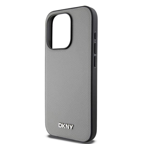 Elegant iPhone 14 Pro MagSafe-fodral med DKNY Metallogotyp Grå