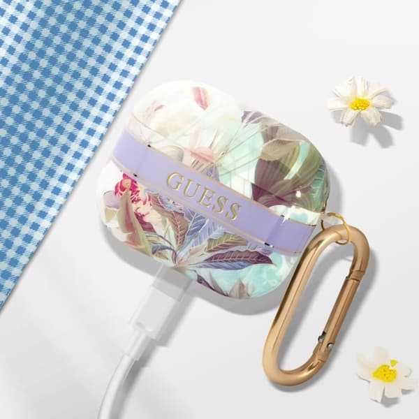 Fodral för AirPods 3 med nyckelring Blommig Pastelldesign Guess Flerfärgad