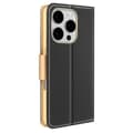 Miniatyrbild 2 av 4: Plånboksfodral för iPhone 16 Pro Max Saffiano Läder Fancy Svart / Guld