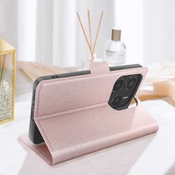 Étui för Redmi Note 14 5G Med Kortfack Magnetisk Flik Champagne Rosa