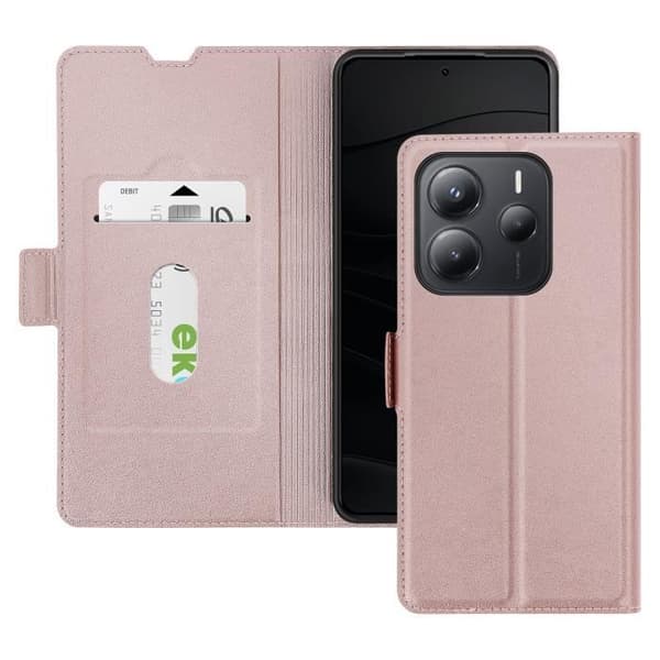 Étui för Redmi Note 14 5G Med Kortfack Magnetisk Flik Champagne Rosa