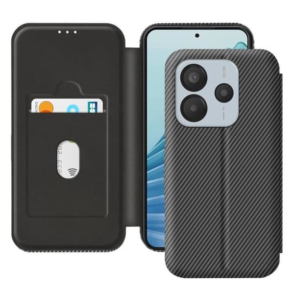 Kolfodral för Redmi Note 14 5G med RFID-skydd och kortfack, svart