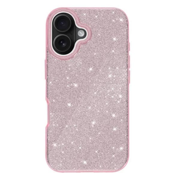 Glitteret skal till iPhone 16 Plus Stötabsorberande Glittrande Rosa