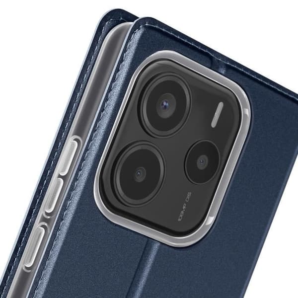Étui för Redmi Note 14 5G Satinéffekt Kortfick Stöd för Video Dux Ducis Mörkblå