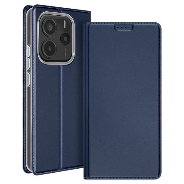 Étui för Redmi Note 14 5G Satinéffekt Kortfick Stöd för Video Dux Ducis Mörkblå