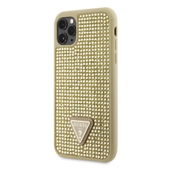 Baksidan till iPhone 11 Pro Utsmyckad med Små Stenar Guess Guld