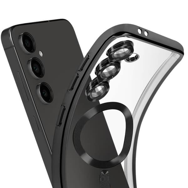 Coque MagSafe för Samsung Galaxy S24 FE Silikon Kontur Kromad Svart