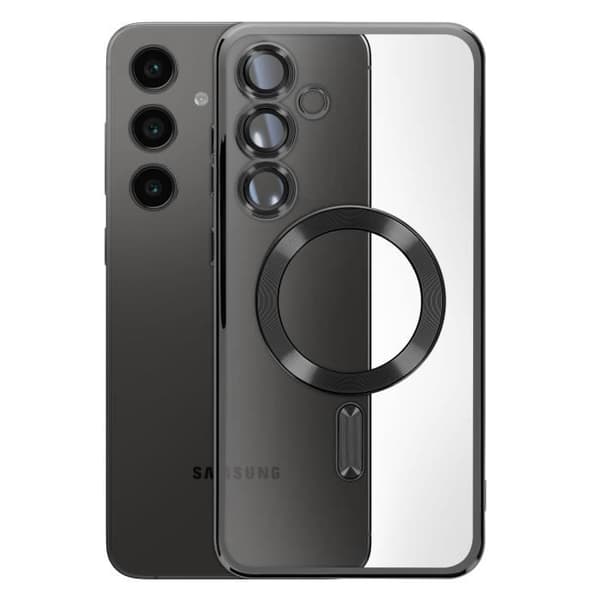 Coque MagSafe för Samsung Galaxy S24 FE Silikon Kontur Kromad Svart