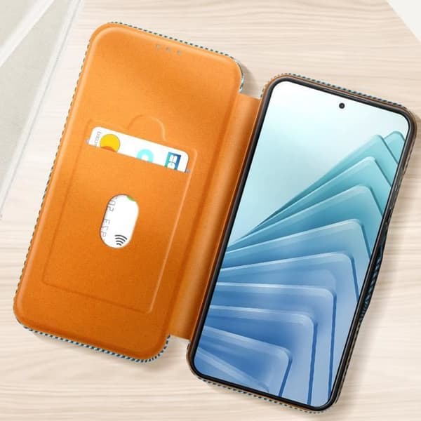Kolfodral för Redmi Note 14 5G Kortfack Anti-RFID Stöd Blå