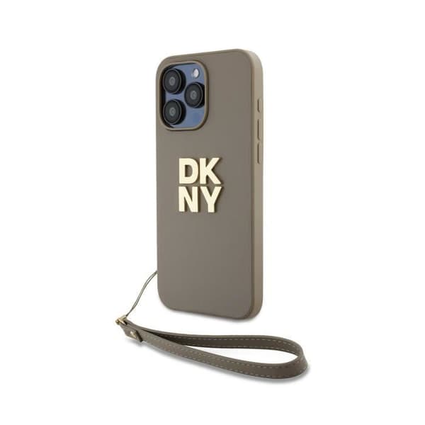 Skal för Apple iPhone 14 Pro Max med Metalliskt Logotyp ochHandledsrem DKNY Beige