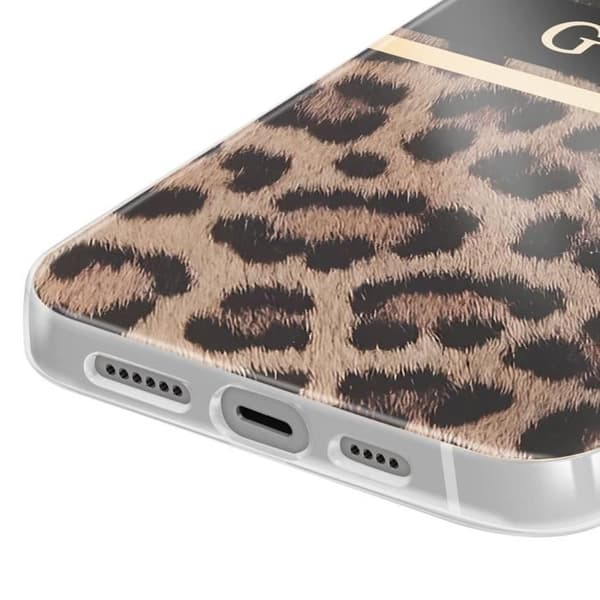 iPhone 13 Pro Leopardfodral med Avtagbar Charm Guess Brun