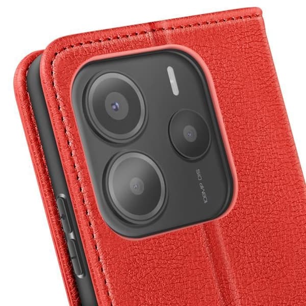 Etui för Xiaomi Redmi Note 14 5G Fickplånbok och Videostöd Röd
