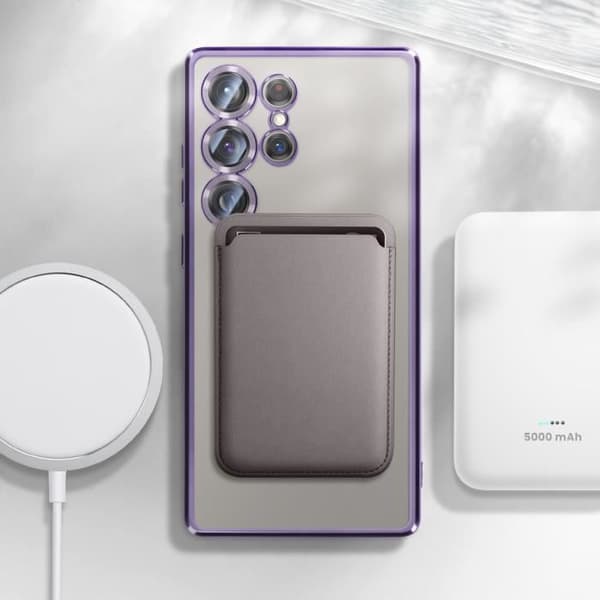 Coque MagSafe för Samsung Galaxy S25 Ultra Silikon Kontur Krom Lila