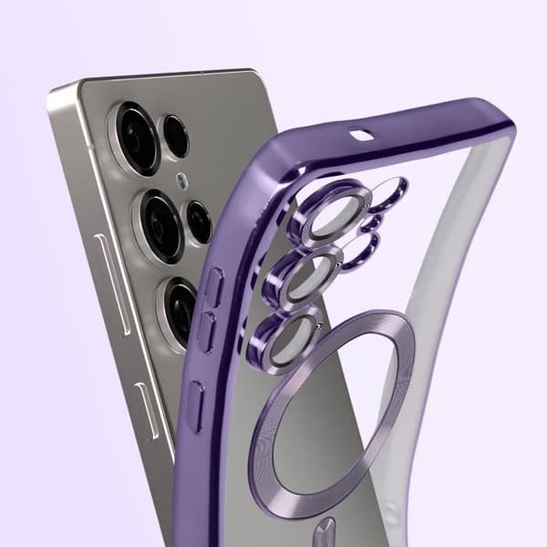 Coque MagSafe för Samsung Galaxy S25 Ultra Silikon Kontur Krom Lila
