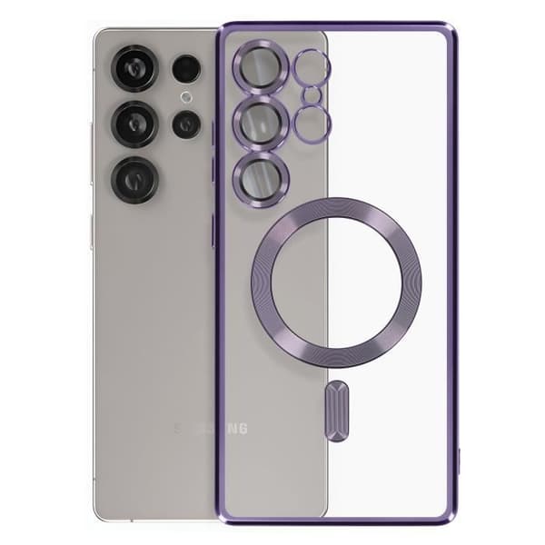 Coque MagSafe för Samsung Galaxy S25 Ultra Silikon Kontur Krom Lila