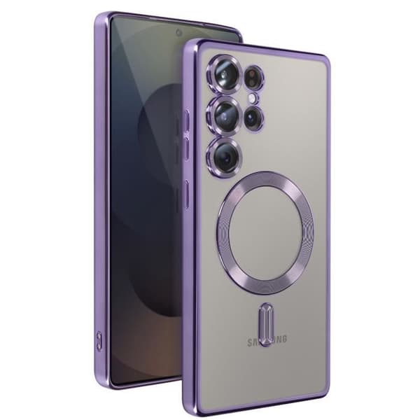 Coque MagSafe för Samsung Galaxy S25 Ultra Silikon Kontur Krom Lila