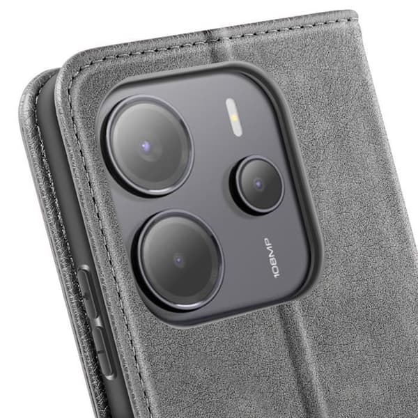 Fodral för Xiaomi Redmi Note 14 4G Fickbok och Videostativ Grå