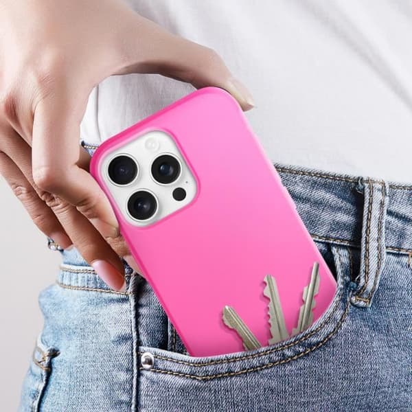 Coque för iPhone 16 Pro Semi-rigida Soft-touch Anti-fingeravtryck Fuchsia