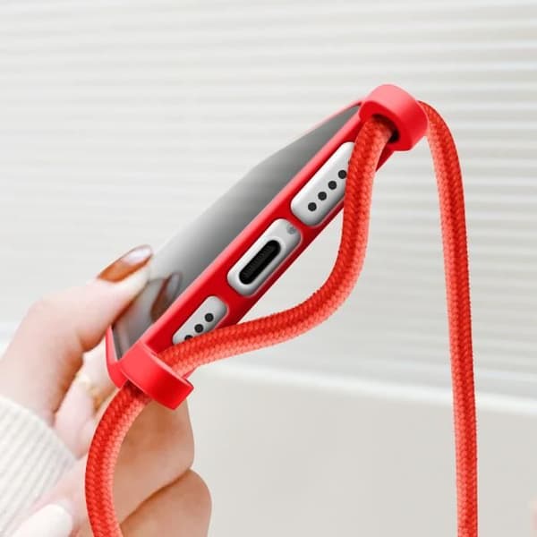 Coque Cordon Semi Rigide Soft touch för iPhone 16 Plus Röd