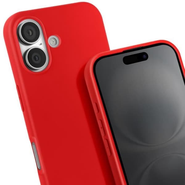 Coque Cordon Semi Rigide Soft touch för iPhone 16 Plus Röd