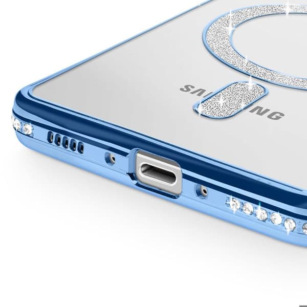 Coque Diamant för Samsung Galaxy A36 MagSafe Kontur Strass Blå