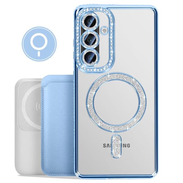 Coque Diamant för Samsung Galaxy A36 MagSafe Kontur Strass Blå