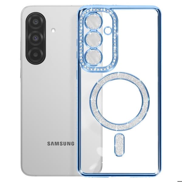 Coque Diamant för Samsung Galaxy A36 MagSafe Kontur Strass Blå