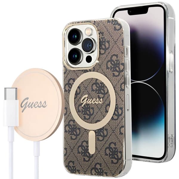 Pack skal + MagSafe-laddare för iPhone 14 Pro - gyllene