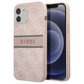 Miniatyrbild 1 av 2: Coque för iPhone 12 i tryckt läder med monokrom rem - Rosa