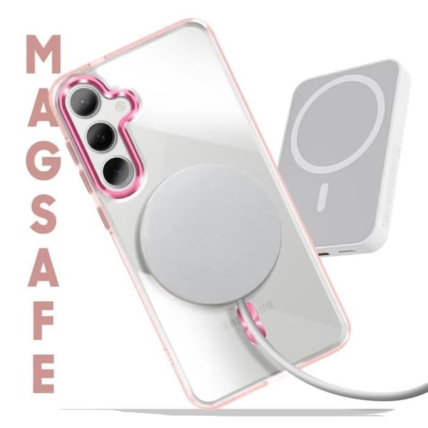 Coque MagSafe för Samsung Galaxy S24 och S25 Bakre Kristall Färg Roséguld