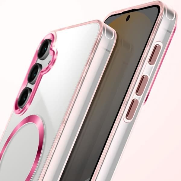 Coque MagSafe för Samsung Galaxy S24 och S25 Bakre Kristall Färg Roséguld
