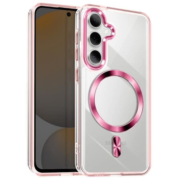 Coque MagSafe för Samsung Galaxy S24 och S25 Bakre Kristall Färg Roséguld
