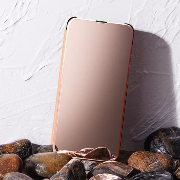 Étui för Samsung Galaxy M55 Klapp Spegel Clear View Stöd Rosé Champagne