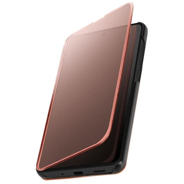 Étui för Samsung Galaxy M55 Klapp Spegel Clear View Stöd Rosé Champagne