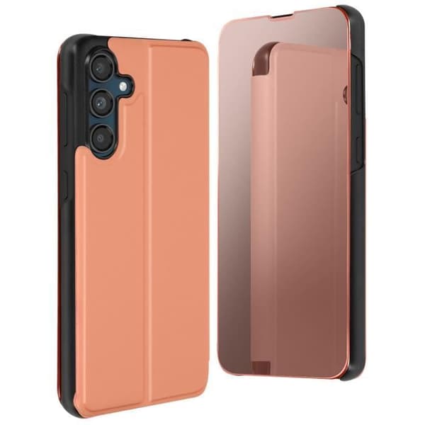 Étui för Samsung Galaxy M55 Klapp Spegel Clear View Stöd Rosé Champagne
