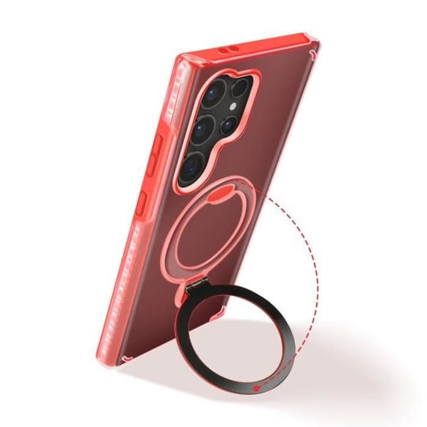Coque MagSafe för Samsung Galaxy S24 Ultra Stötsäker Fällbart Stöd Röd