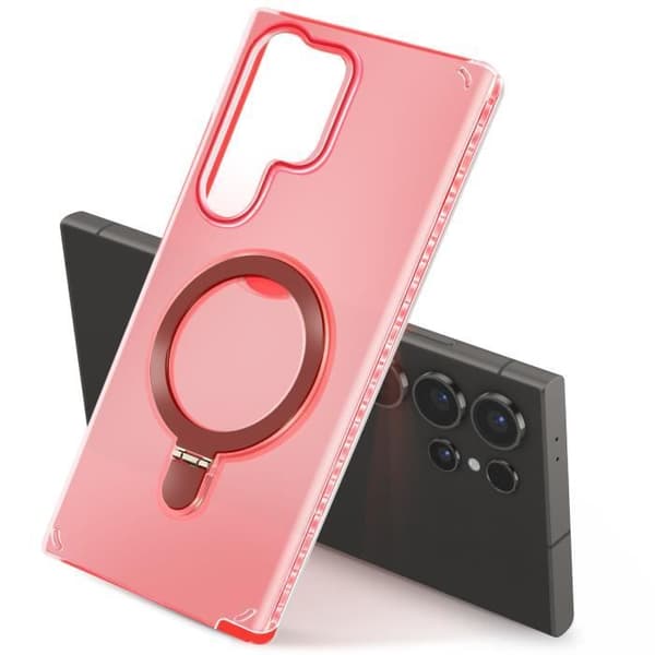 Coque MagSafe för Samsung Galaxy S24 Ultra Stötsäker Fällbart Stöd Röd