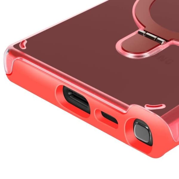 Coque MagSafe för Samsung Galaxy S24 Ultra Stötsäker Fällbart Stöd Röd