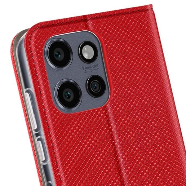 Etui för Motorola Edge 50 Neo Klapp med kortfack och videostöd Röd
